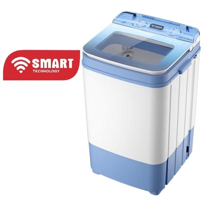 SMART TECHNOLOGY Mini Machine a laver STMLS-6K Semi-Automatique- 6Kg- Lavage et Essorage- Bleu-Blanc-Garantie 6 Mois.