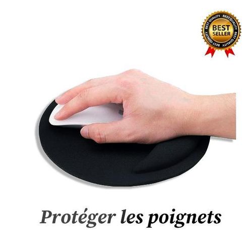 Tapis Souris Avec Pose Poignet Doux Et Confortable En Mousse– Noir