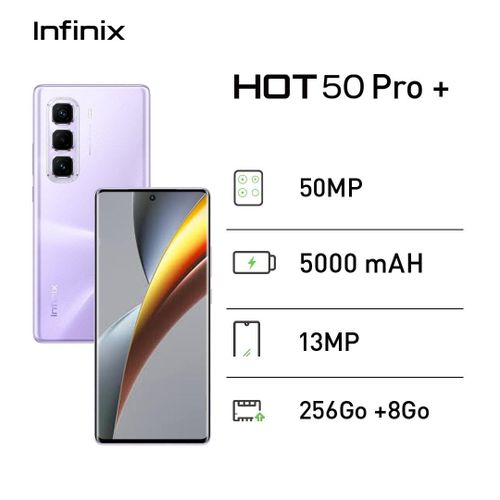 Infinix HOT 50 Pro+ - 256Go + 8Go - 50 MP - 5000 MAh - Violet - 25 Mois Garantie