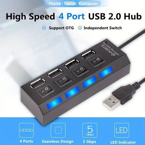 Adaptateur USB 2.0 - 4 Ports - -Noir