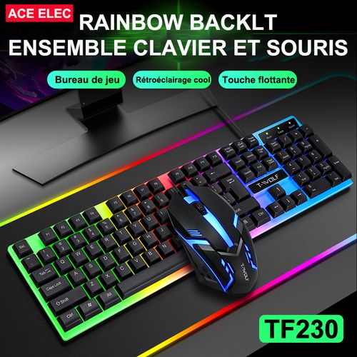 Wolf Ensemble Clavier + Souris Clavier Souris Avec Lumière RGB